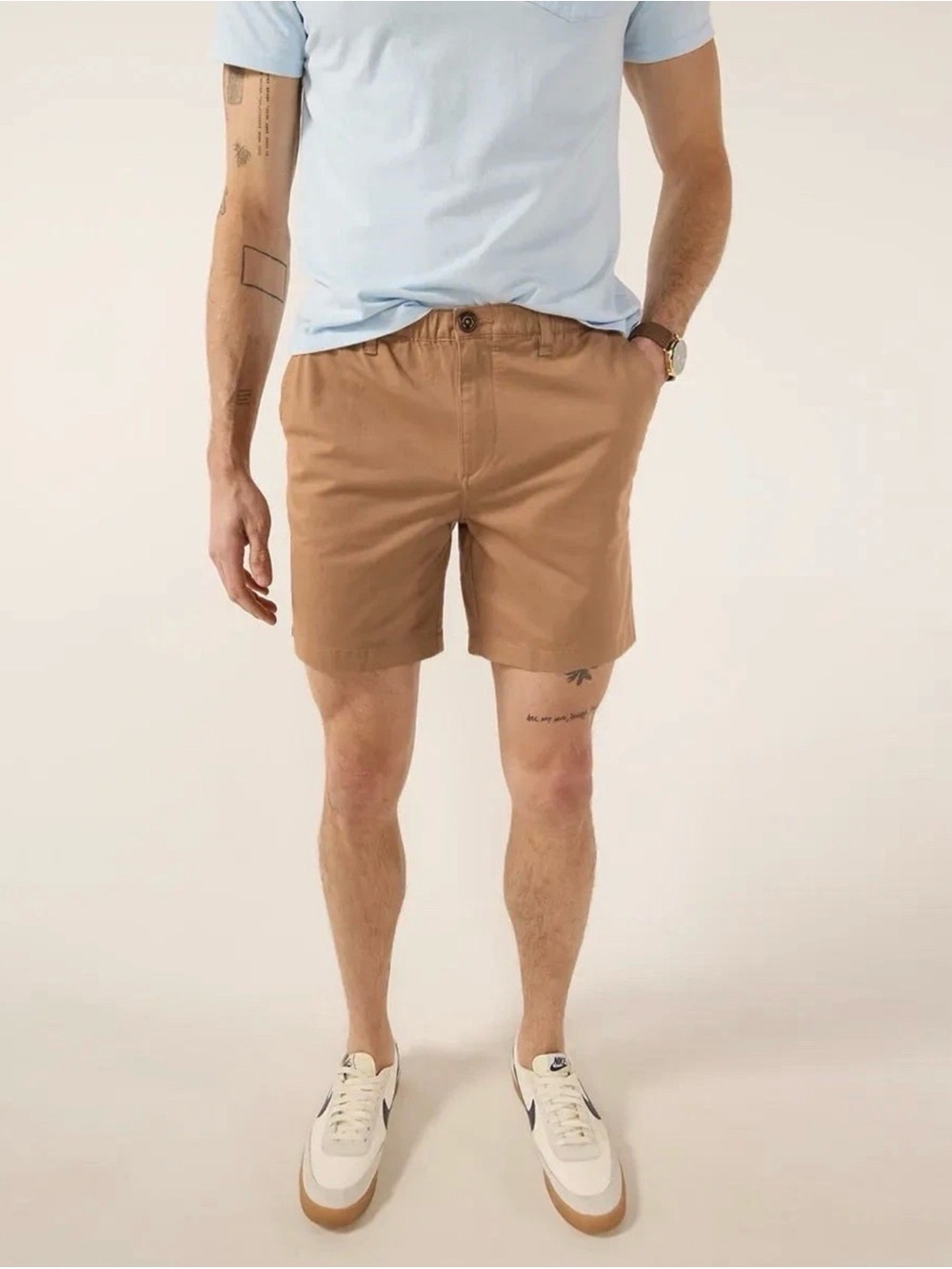 Chubbies Originals 7-inch Stretch Flat-Front Shorts in Tan Sz XL 98% Cotton